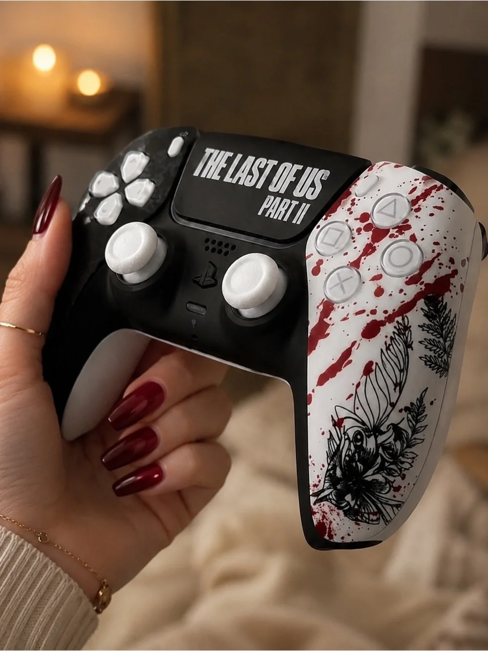 Sony DualSense The Last of Us Part II Black & White Controller with Red Accents